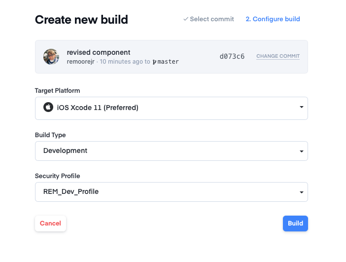 Appflow Create New Build With Profile